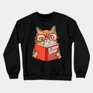 Geek cat with book Crewneck Sweatshirt